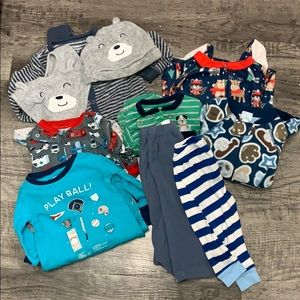 12 month boy pajamas- 11 items